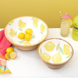 Lemons Enamel Mango Wood Bowl